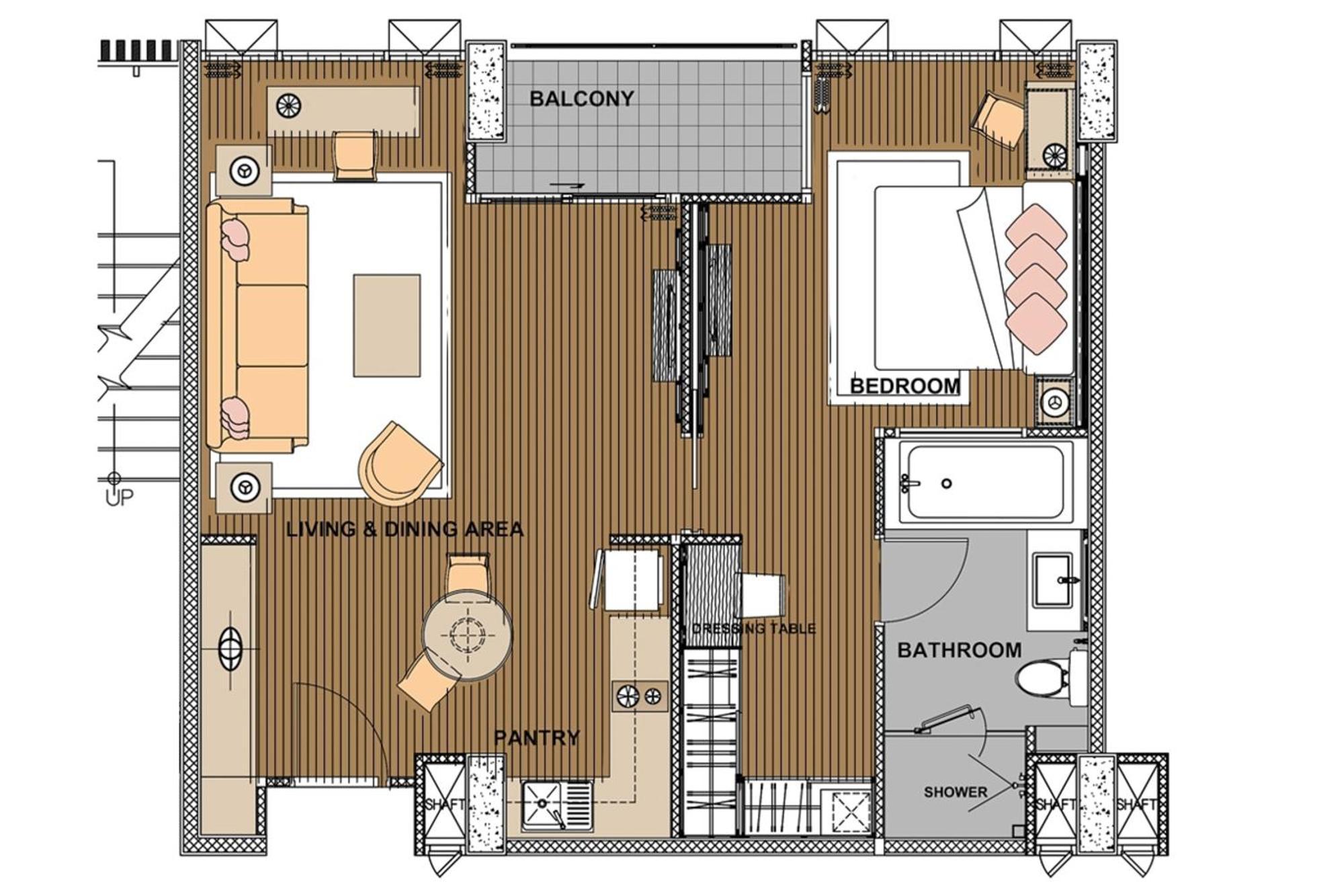 The Park Nine Hotel Suvarnabhumi Бангкок Номер фото A floor plan of a typical apartment